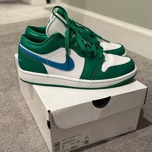 Nike Air Jordan 1 Low Green and White Sneakers